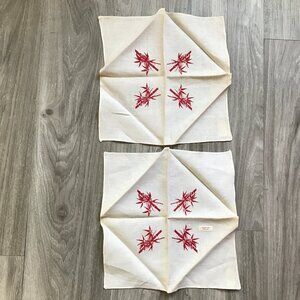 MENS POCKET SQUARES 100% LINEN IVORY AND RED 2
